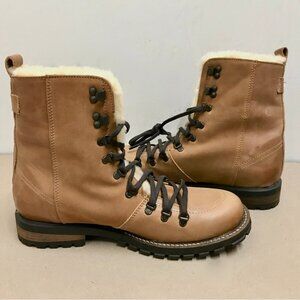 Luxe de Leon Tierra Leather Shearling Lace Up Combat Boots